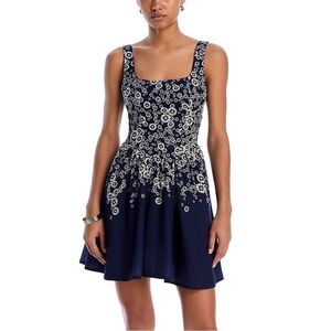 Agua Bendita Amonita Palms Mini Dress‎ Blue White SMALL